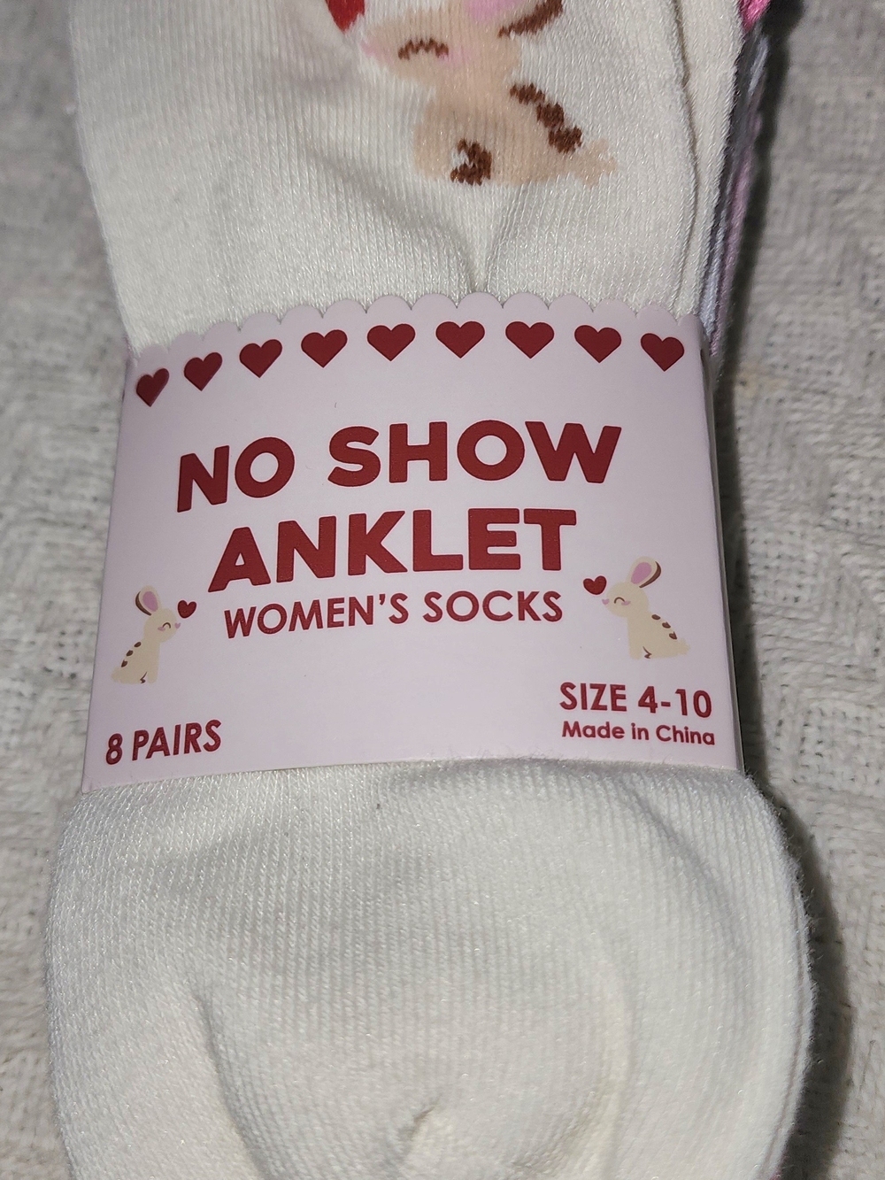 No Show Anklet Women's Socks - White with Pink Accents Sz 4-10 NWT